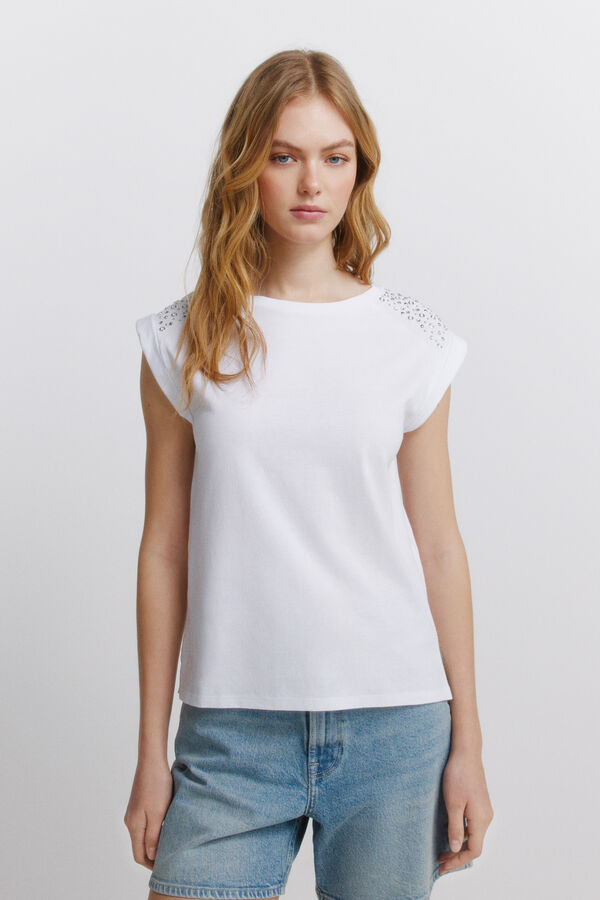 Springfield T-shirt manga dobrada branco