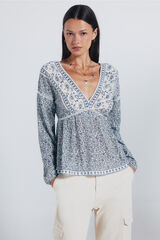 Springfield Blusa boho com borda branco