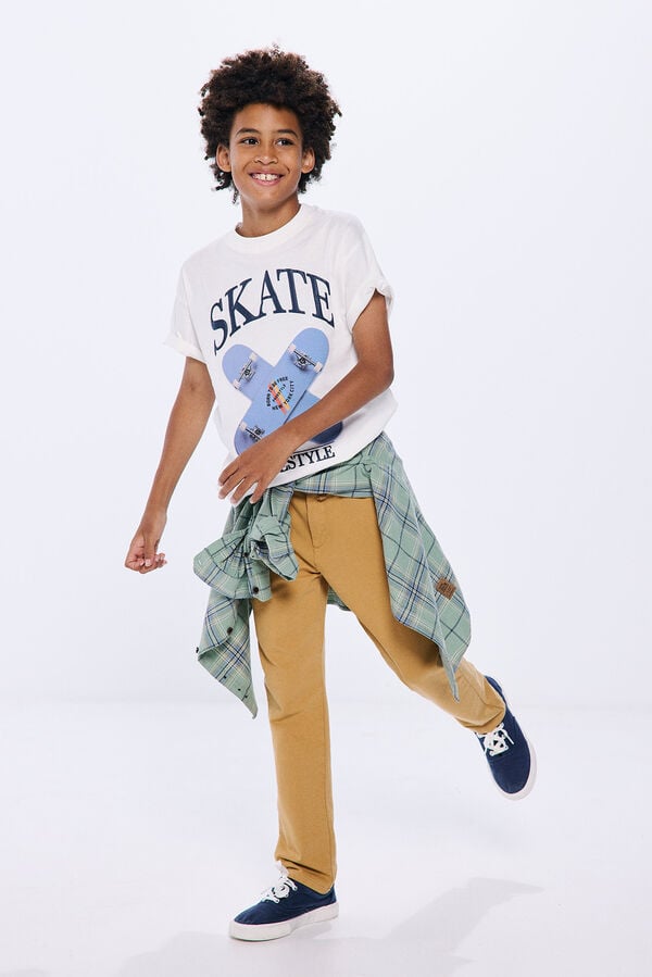 Springfield Camiseta tablas skate niño marfil