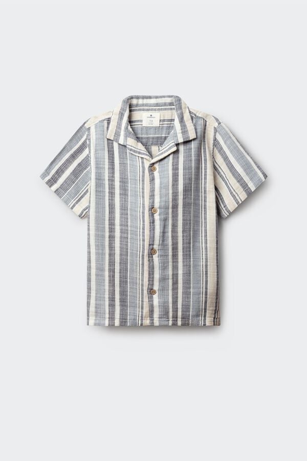 Springfield Kids Camisa de manga curta &agrave;s riscas para menino azul