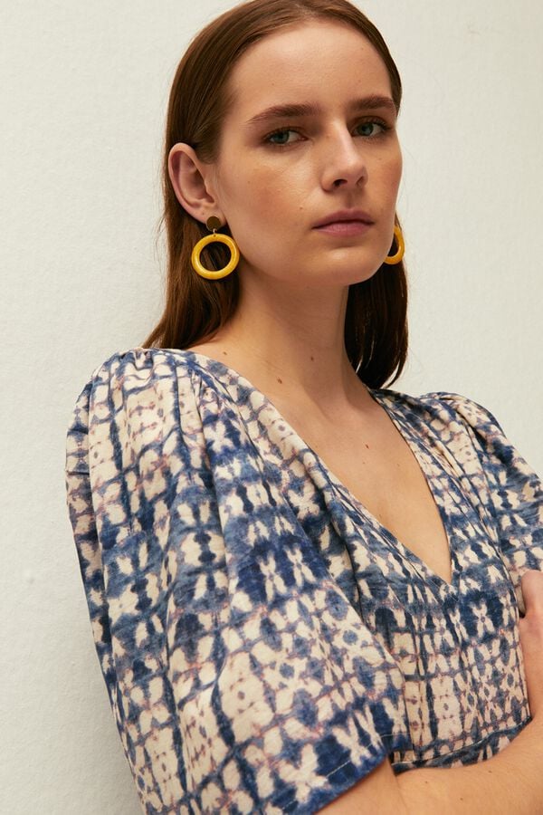 Systemaction Vestido comprido estampado azul
