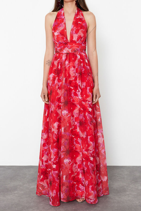 Trendyol Vestido cuello halter blanco