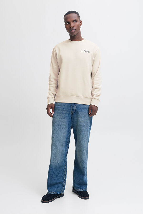 Jack & Jones Sweatshirt b&aacute;sico com logo cinzento