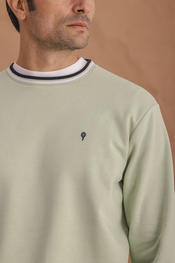 Celopman Sudadera B&aacute;sica Con Ribete verde