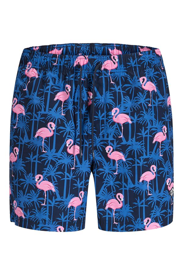 Jack & Jones PLUS Fato de banho estampado flamingos azul