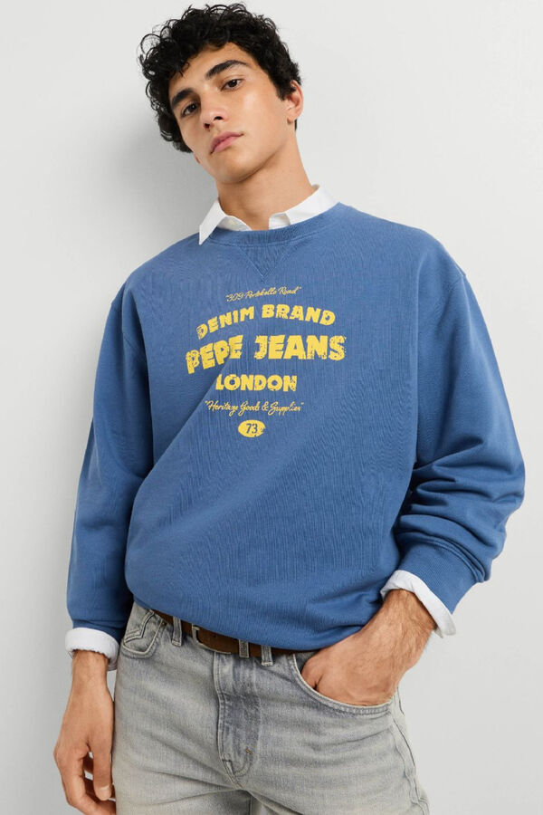 Pepe Jeans Sweatshirt com gr&aacute;fico gola redonda azul