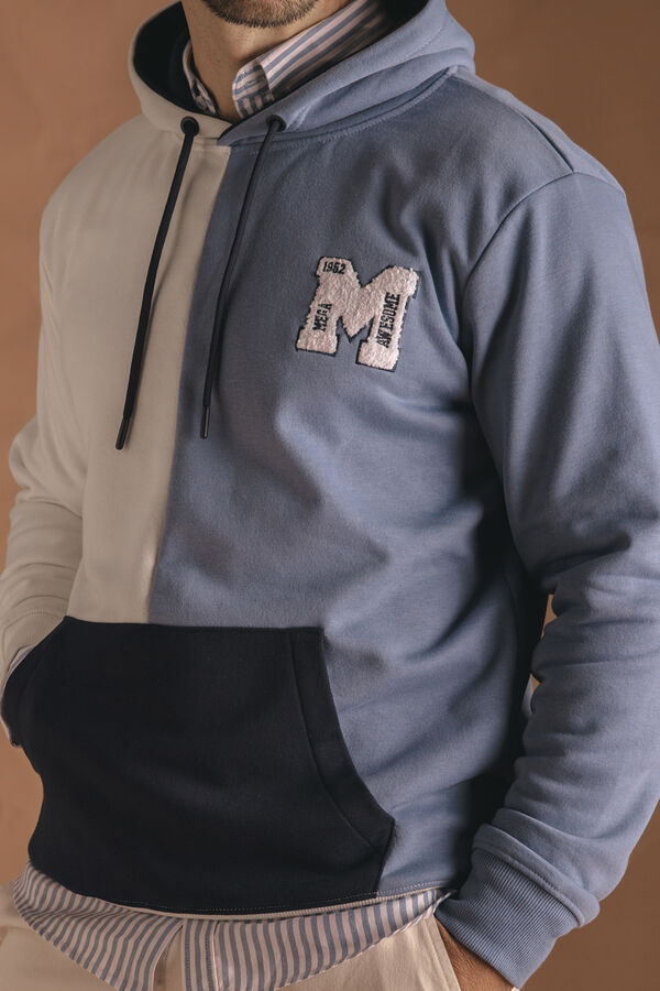 Celopman Moletom canguru com Sweatshirt verticais azul