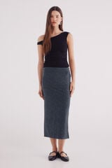 Springfield Falda midi gasa estampada negro