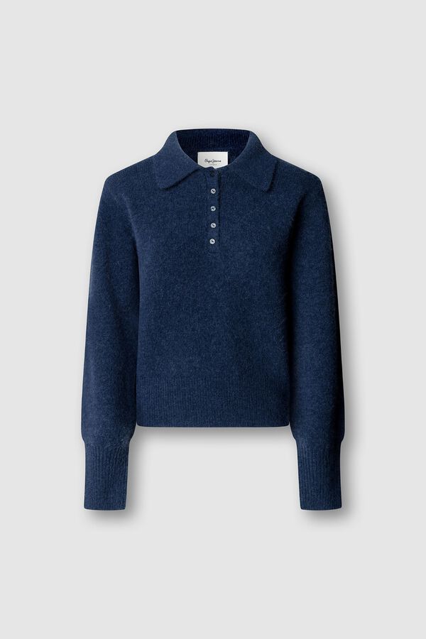 Pepe Jeans Polo de punto de manga larga azul