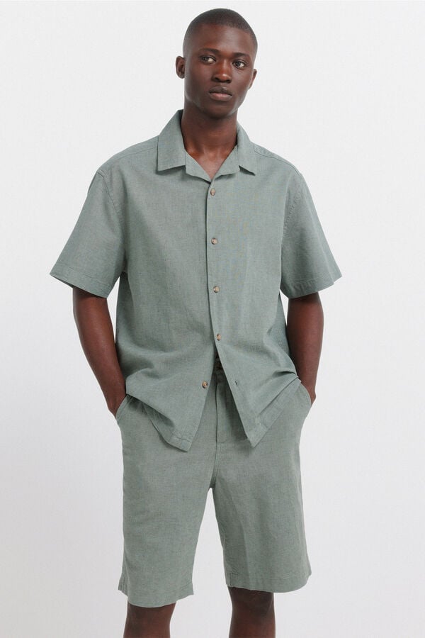 Springfield Bermuda lino relaxed fit verde