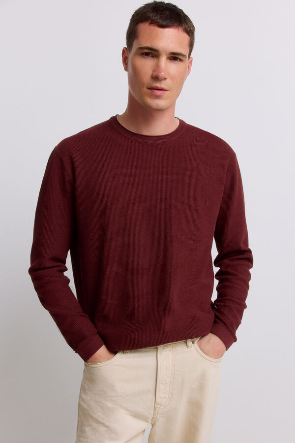 Springfield Camisola com estrutura de efeito duplo vermelho