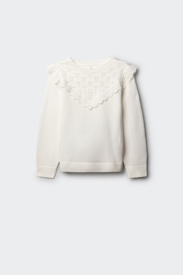 Springfield Kids Camisola com bordados para menina bege