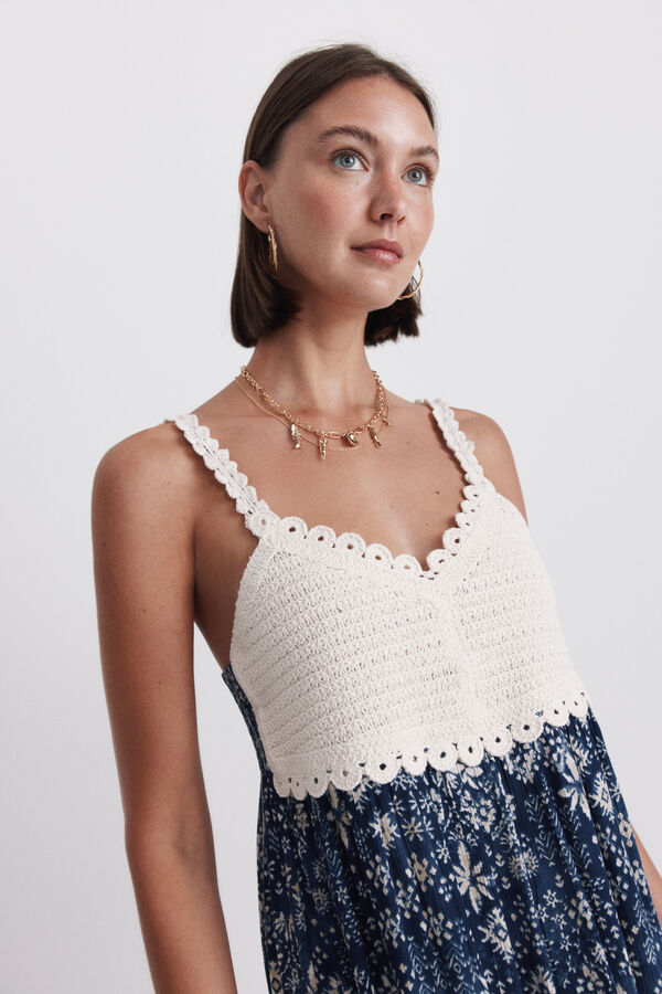 Springfield Vestido midi estampado em crochet azul