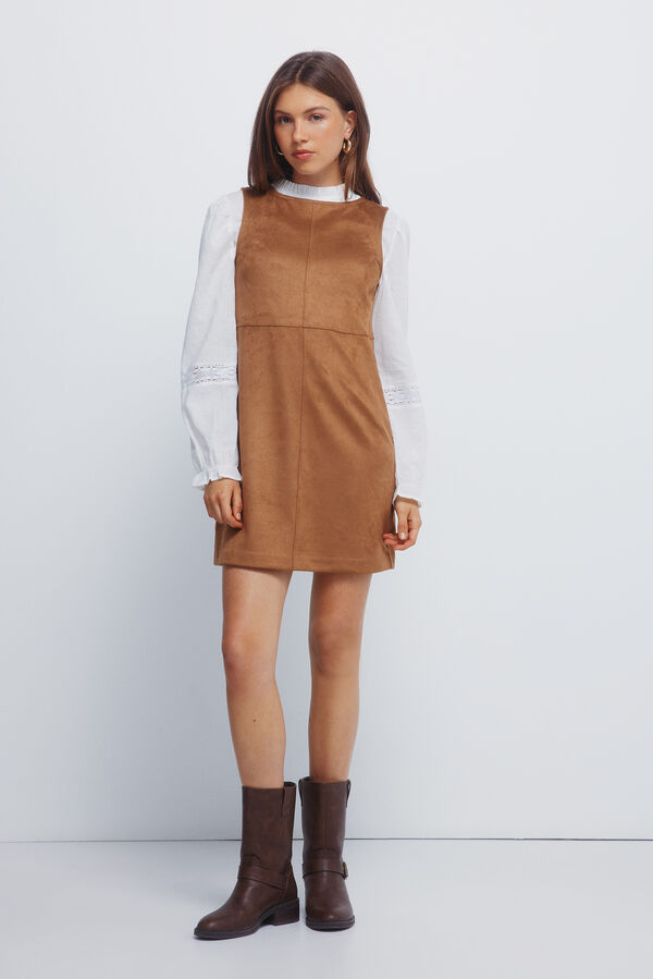 Springfield Vestido curto de camurça evasê cru