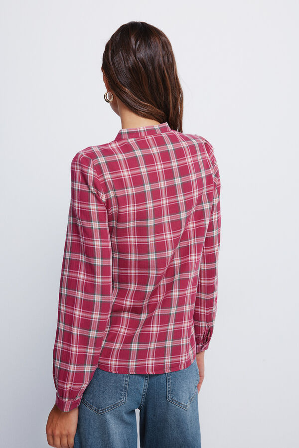 Springfield Blusa xadrez com carcela franzida vermelho