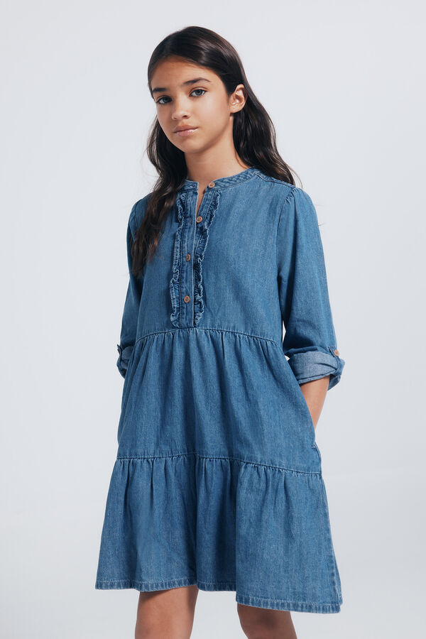 Springfield Kids Vestido jeans para meninas azul