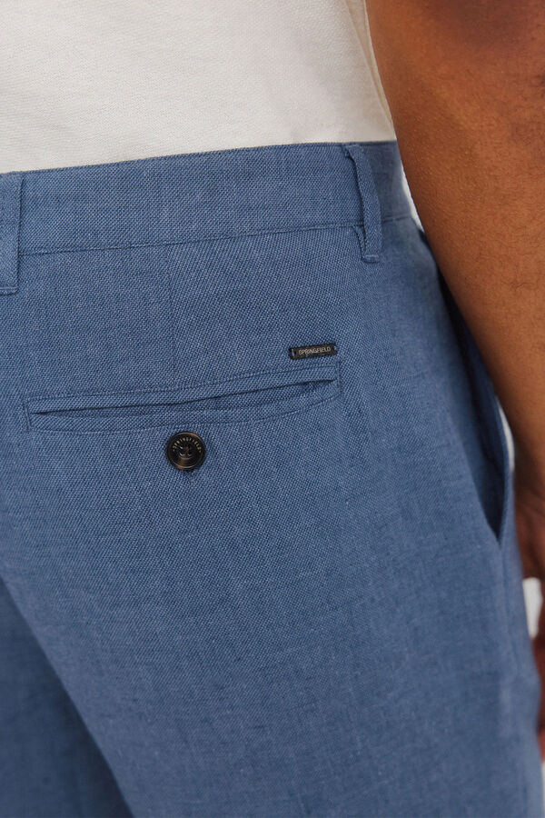Springfield Cal&ccedil;as slim fit confort&aacute;veis de estrutura de linho azul