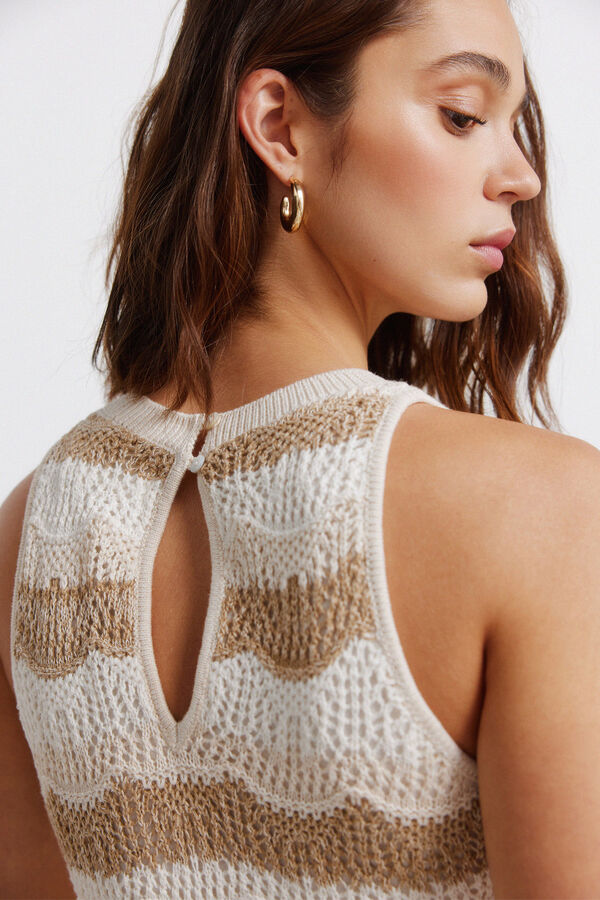 Springfield Vestido midi de malha gola halter cru
