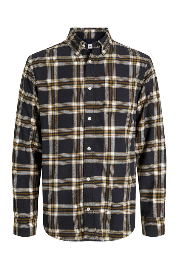 Jack & Jones Camisa xadrez regular fit preto
