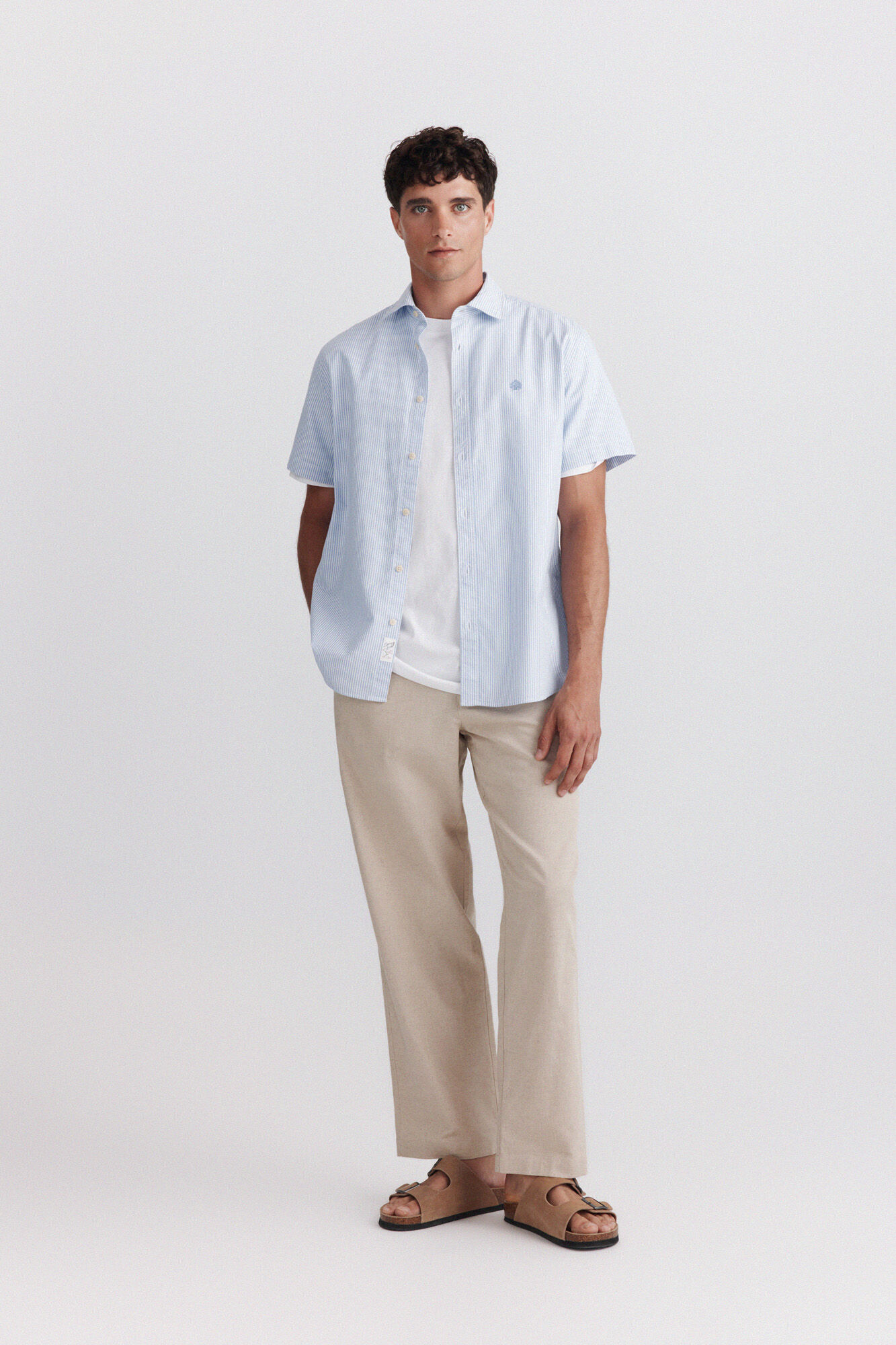 Springfield Camisa de manga curta oxford riscas