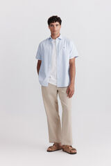 Springfield Camisa de manga curta oxford riscas azul