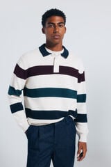 Springfield Camisola riscas de gola polo branco
