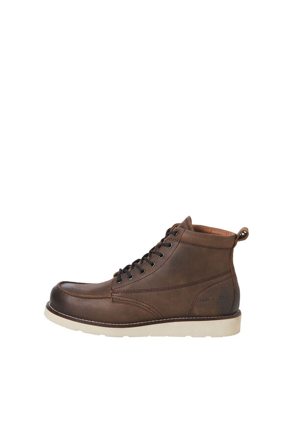 Jack & Jones Botins de couro com sola de borracha castanho