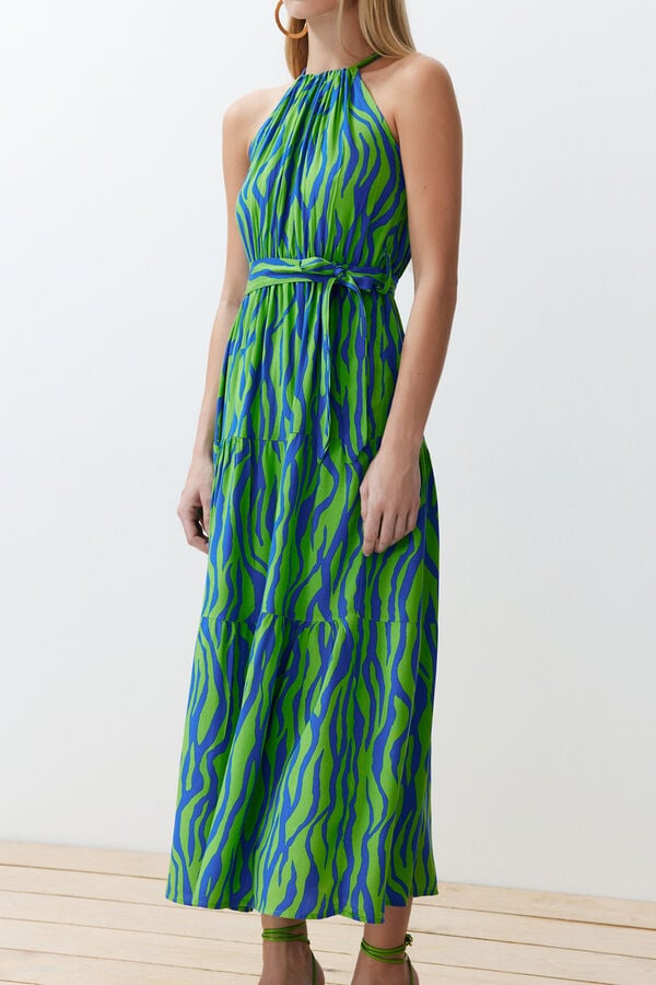 Trendyol Vestido comprido gola halter azul