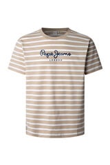 Pepe Jeans Camiseta Manga Curta Eggo Listrada bege