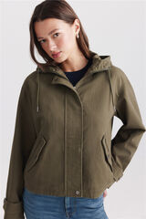 Springfield Parka com capuz e presilhas no punho estampado