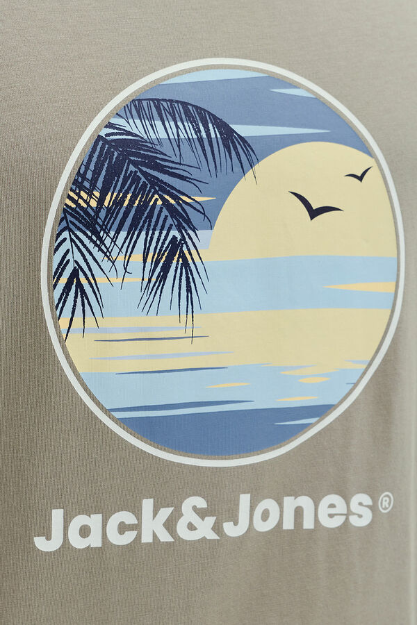 Jack & Jones T-shirt manga curta em algod&atilde;o bege