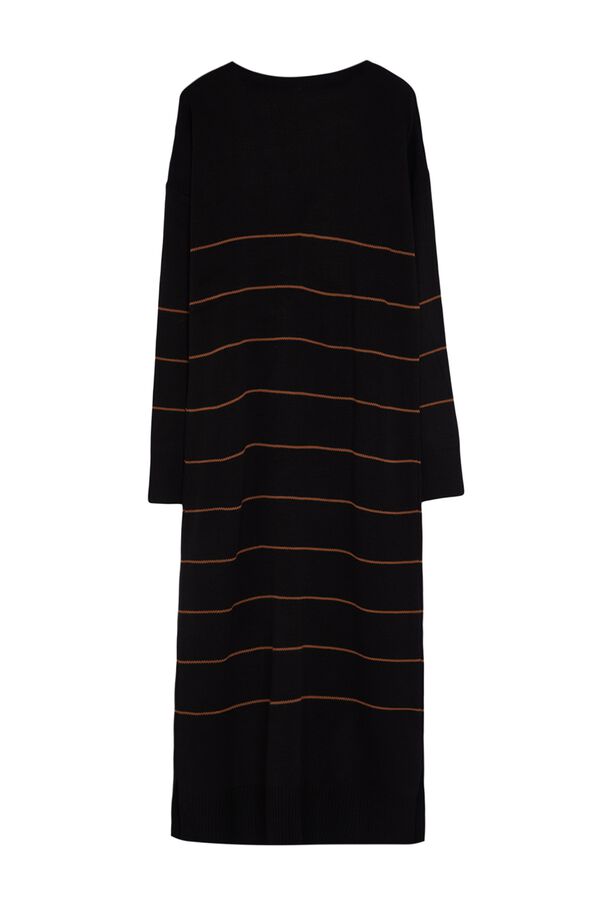 Trendyol Vestido comprido de malha &agrave;s riscas preto
