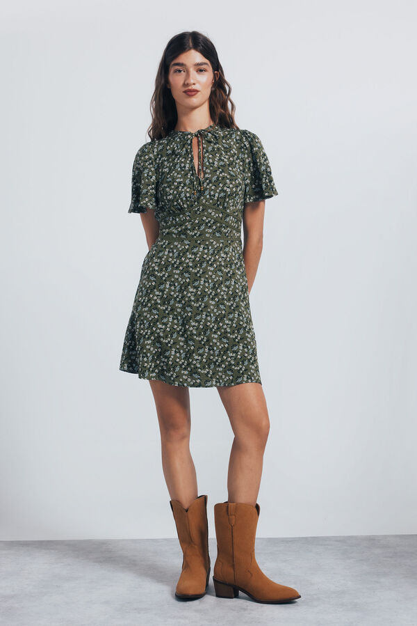 Springfield Vestido curto com debrum na cintura bege