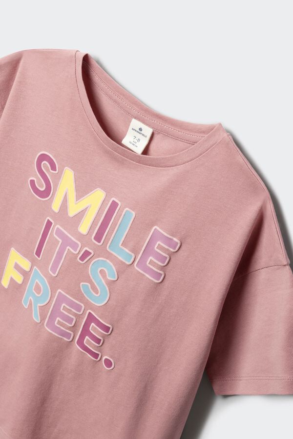 Springfield Kids T-shirt "Smile it's free" menina rosa