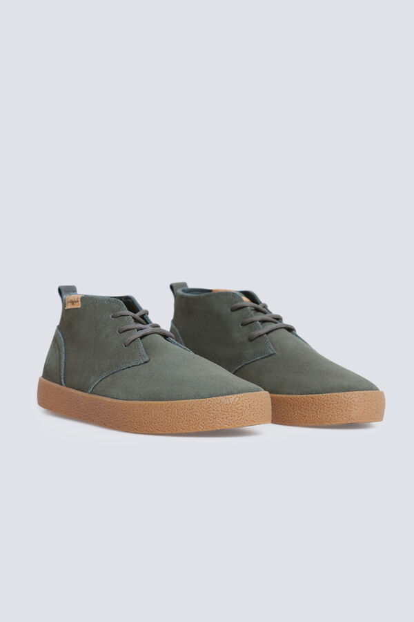 Springfield Botim em couro croute macia cinzento