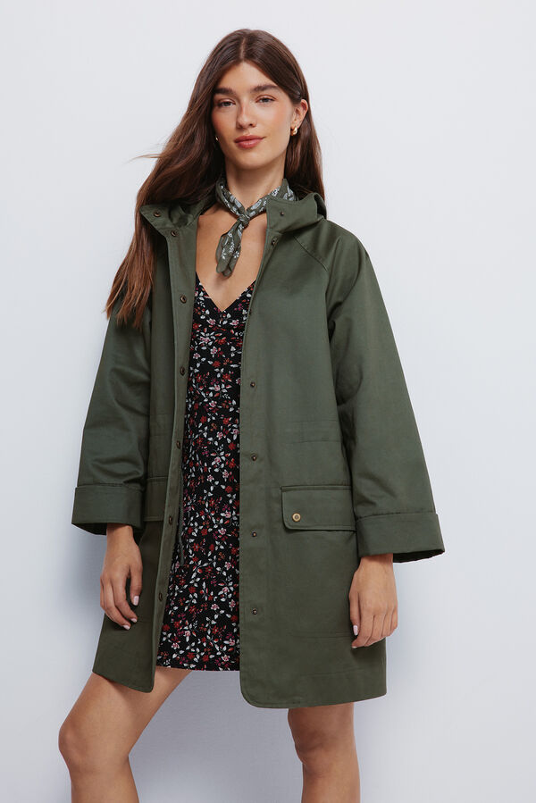 Springfield Parka de algodão com capuz Caqui escuro
