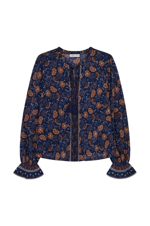 Springfield Blusa Flores Cenefas azul