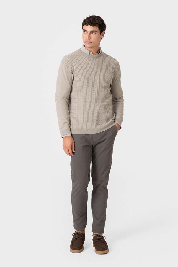 Celopman Camisola de malha com gola caixa bege