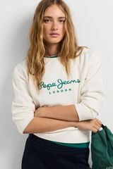 Pepe Jeans Sweatshirt de gola redonda com logo bege