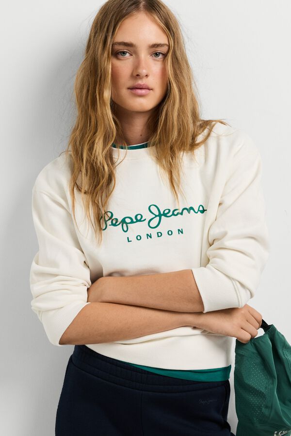 Pepe Jeans Sweatshirt de gola redonda com logo bege