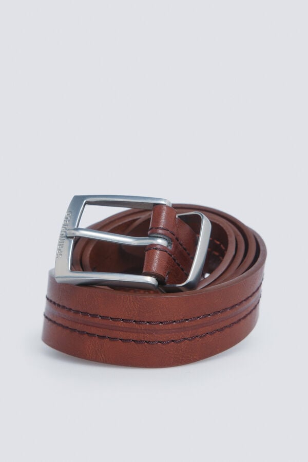 Springfield Cinto com efeito de couro e costura central vison