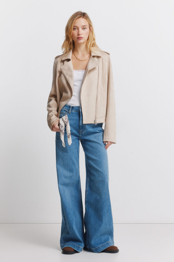 Springfield Blus&atilde;o de camur&ccedil;a com presilhas castanho