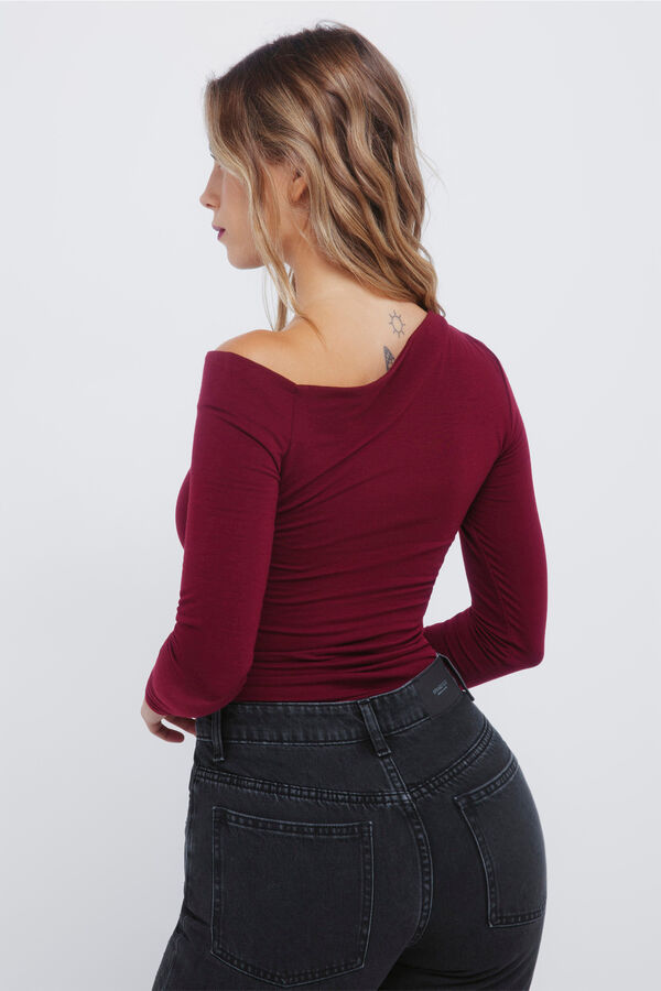 Springfield T-shirt justa com decote assimétrico vermelho