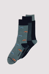 Springfield Pacote com 3 meias para carro verde