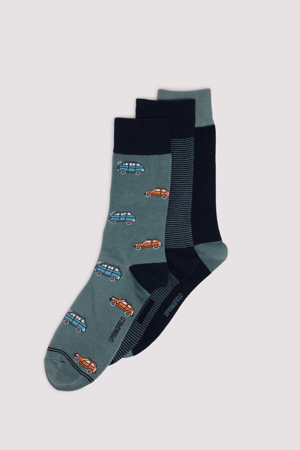 Springfield Pacote com 3 meias para carro verde