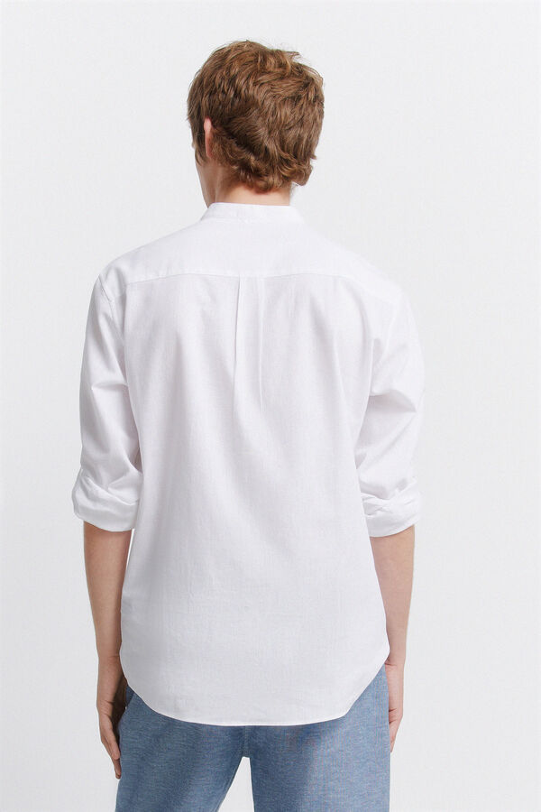 Springfield Camisa gola mao em linho branco