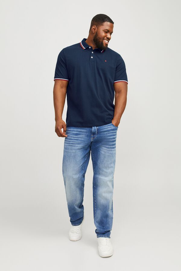Jack & Jones PLUS Piqu&eacute; regular polo shirt blue