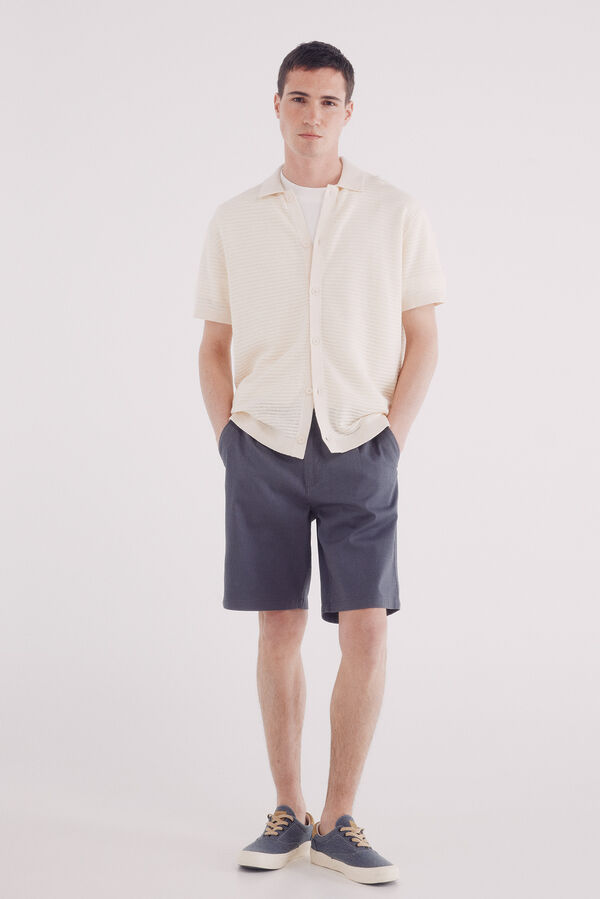 Springfield short sleeve neck polo shirt neck cardigan white