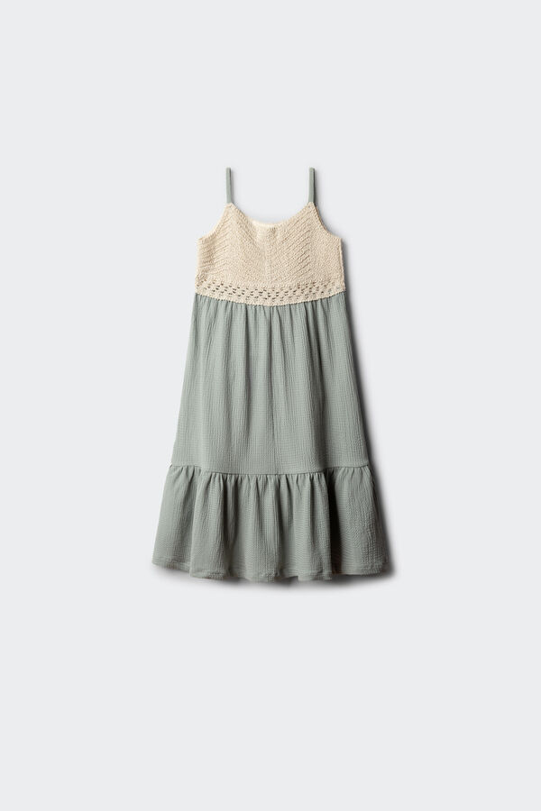 Springfield Kids Vestido com detalhes em crochet para menina verde
