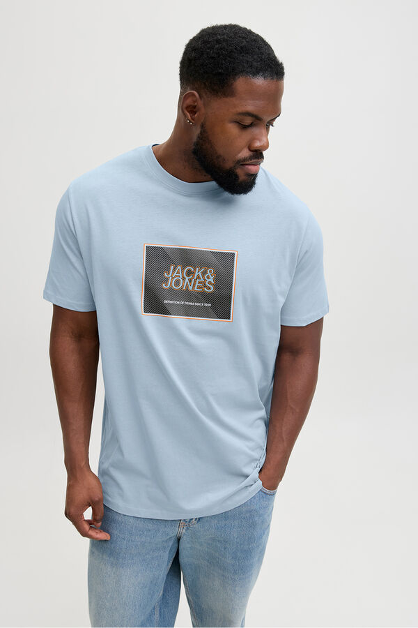 Jack & Jones PLUS T-shirt logo quadrado azul
